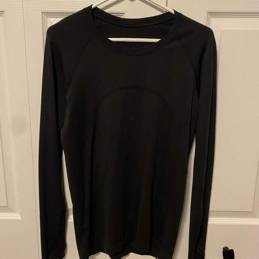 Lululemon black long sleeve swiftly tech shirt, size 10, in good condition